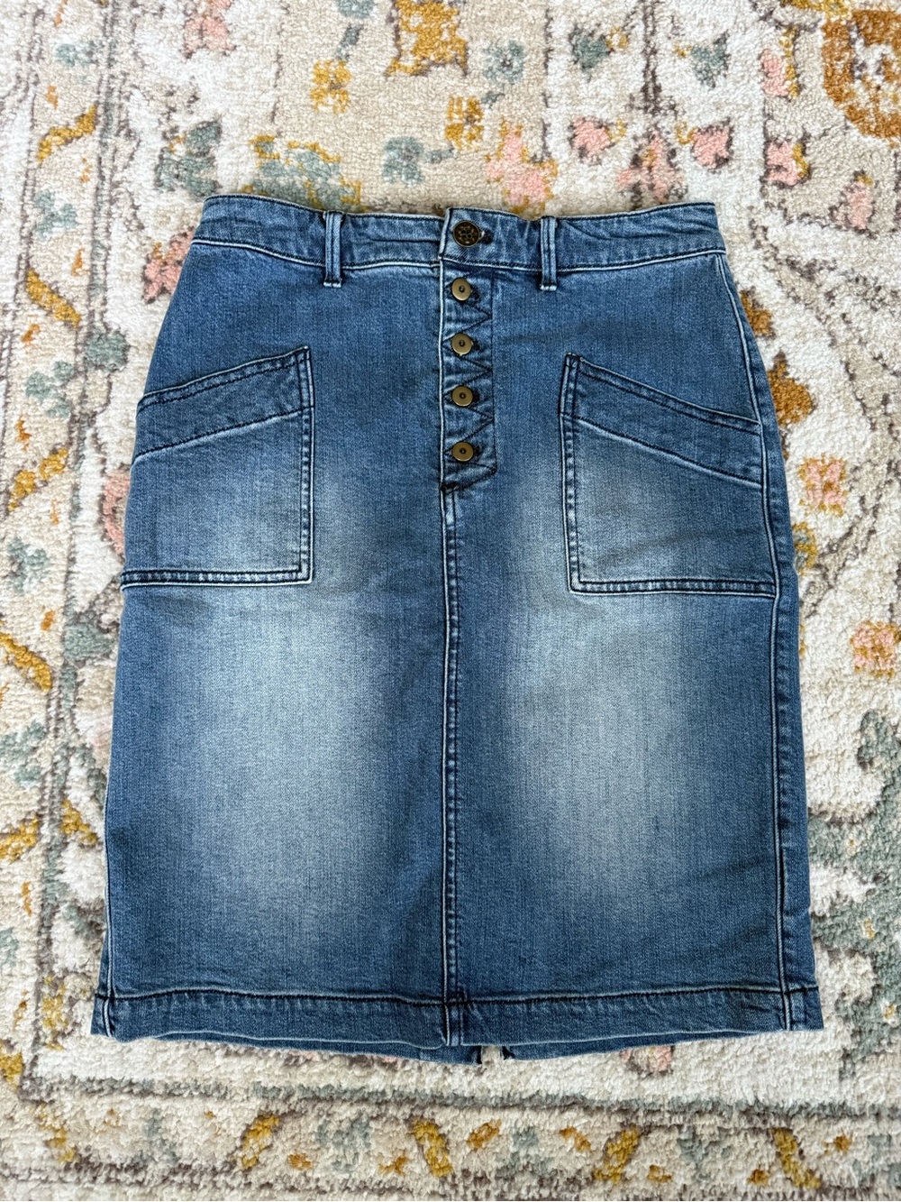 Anthropologie Pilcro and the Letterpress Denim Midi Skirt Size 6